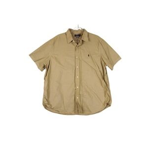 Polo Ralph Lauren Mens Classic Fit Tan Shirt Short Sleeve Pony Logo XXL Cotton